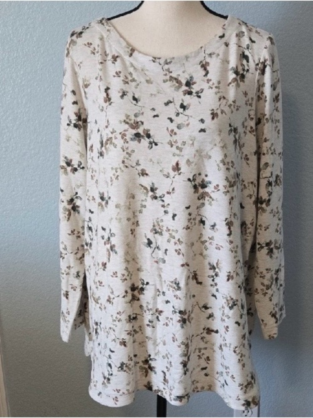 J Jill Floral Heathered Tunic Long Sleeve  XL Petite  Excellent Condition